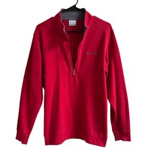 Columbia Men's Zip-Up Red Fleece Sweater Used with Care